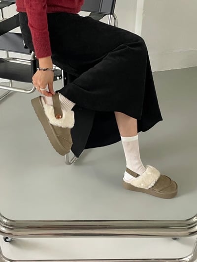 韓國PLA可愛絨毛小毛怪涼鞋雪靴7