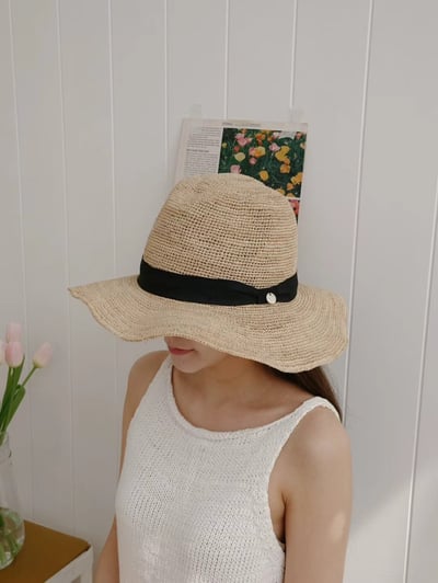 韓國 UNI 假日度假經典圓形帽草帽5