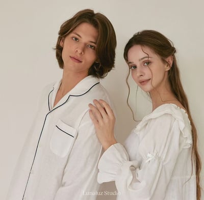 韓國 LUNA 法式極簡浪漫男女情侶睡衣7