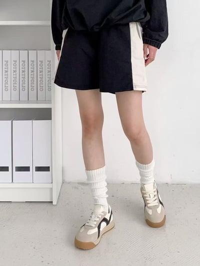 韓國 NAA 真皮麂皮萬線麵包休閒女鞋7