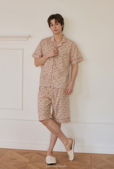 韓國 LUNA 法式鄉村碎花男生情侶套裝睡衣8