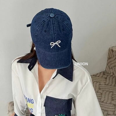 韓國 NU 美式單寧珍珠復古棒球帽4