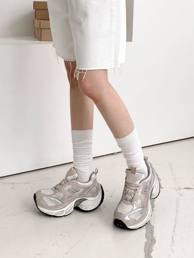 韓國 NAA 五公分風螺羊皮老爹增高女運動鞋7