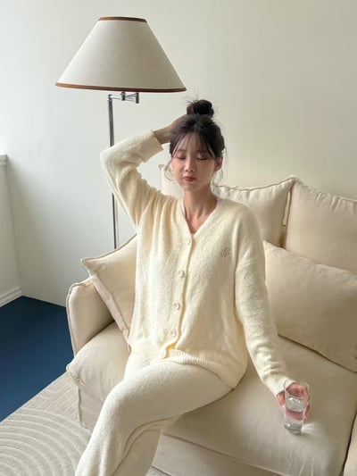 韓國 LUNA 韓系熊熊絨三件秋冬睡衣外套套裝2