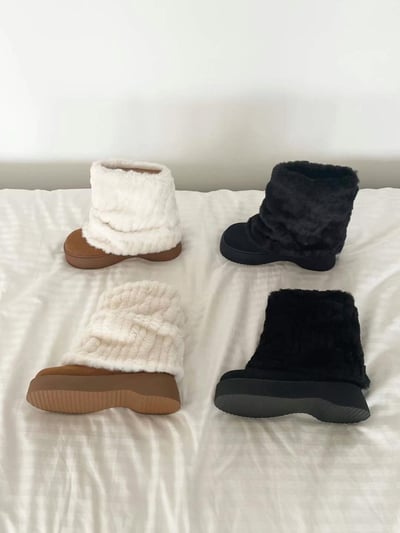 韓國ELF愛斯基摩時髦短筒外翻絨毛短雪靴9