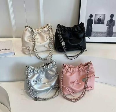 韓國TRO 高級感熟女蝴蝶結收口水桶包2