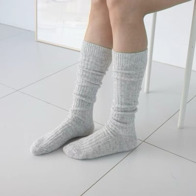 韓國UNI透氣直螺紋銀扣拼接長襪6