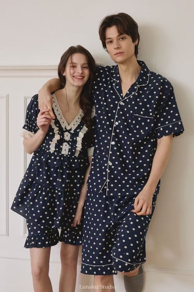 韓國 LUNA 法式浪漫碎花男女情侶套裝睡衣1