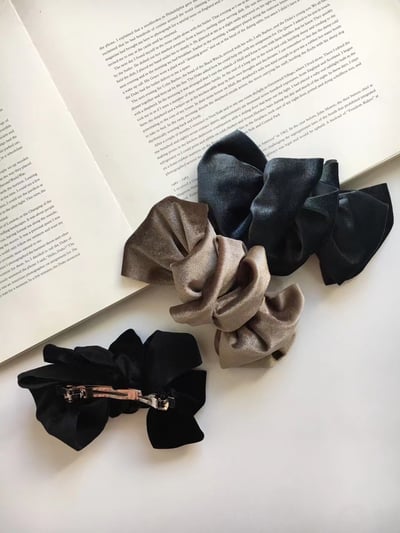 韓國髮飾NYU 浪漫法式短絲絨斷面大抓夾2