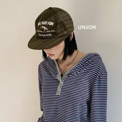 韓國UNI復古白鳥刺繡五分割中性棒球帽4
