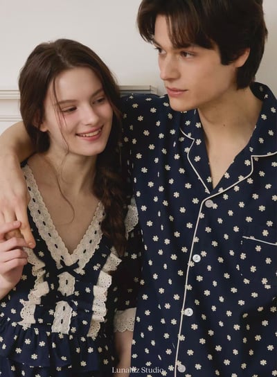 韓國 LUNA 法式浪漫碎花男女情侶套裝睡衣5