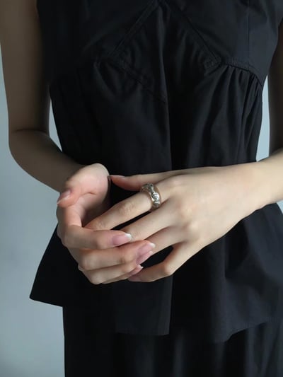 韓國NYU  法式透明果凍晶花標本戒指2