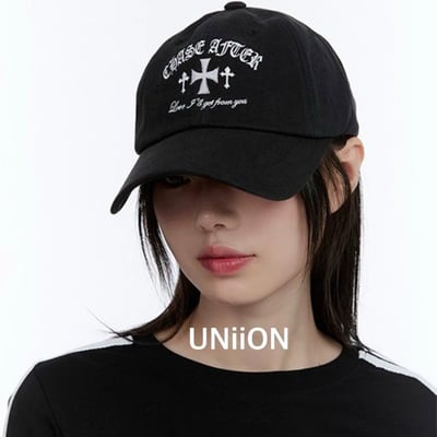 韓國UNI  復古視覺十字刺繡棒球帽1