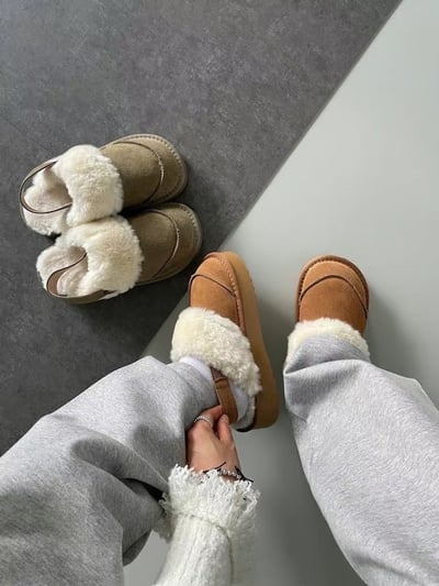 韓國PLA可愛絨毛小毛怪涼鞋雪靴14