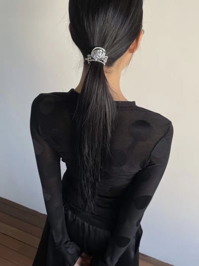 韓國NYU 法式冷豔古典玫瑰串珠髮繩1