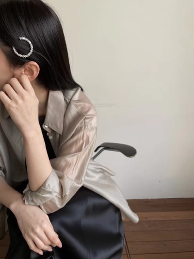 韓國NYU 金屬熔岩滿天星迴紋釦夾3