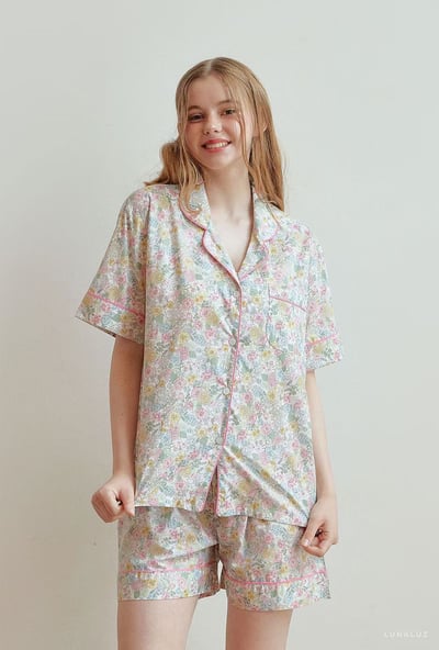 韓國 LUNA 歐風小清新碎花兩件式短褲睡衣9