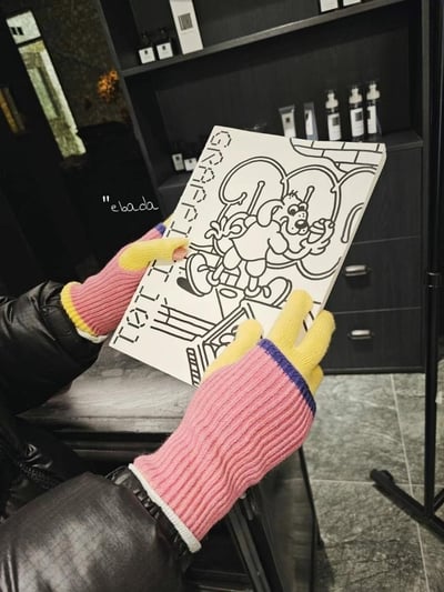 正韓EBA拚色長版百搭手套9
