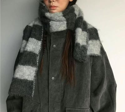 正韓EBA多巴胺撞色條紋圍巾3