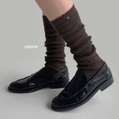 韓國UNI透氣直螺紋拼接中長襪4