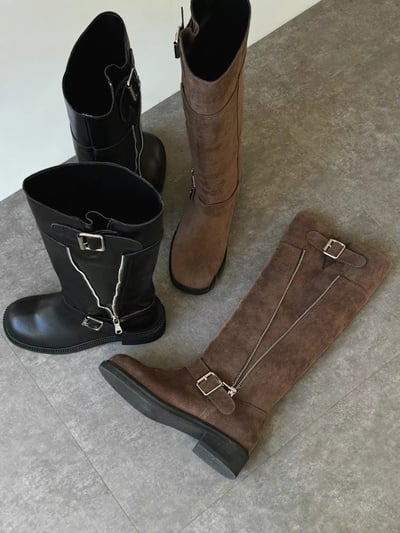 韓國PLA雙大扣開練低跟長靴7