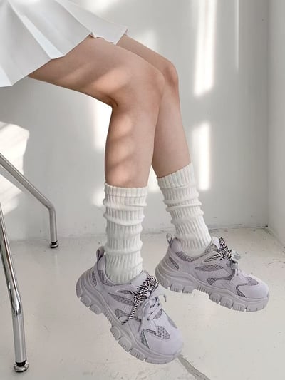 韓國 NAA 真皮撞色雙繩老爹運動休閒女鞋4