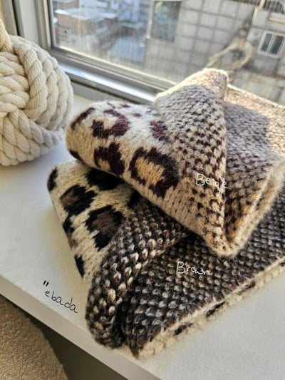 正韓爆款豹紋圍巾(6%羊毛)6