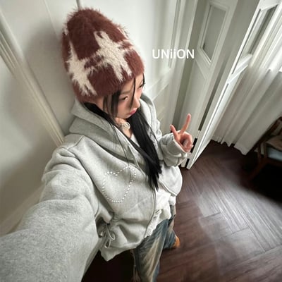 正韓 UNI 茸毛復古star毛線帽3