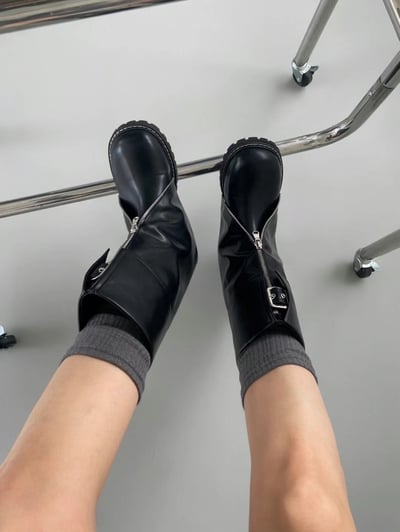 韓國PLA時髦下開V鏈短筒褲靴5