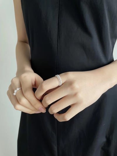 韓國NYU 細胞晶珠手工串珠純銀戒指1