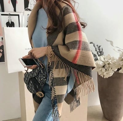 正韓EBA英倫格子雙面兩用披肩4