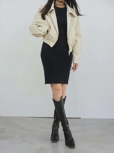 韓國PLA少見馬蹄金屬U口膝下高跟長靴3