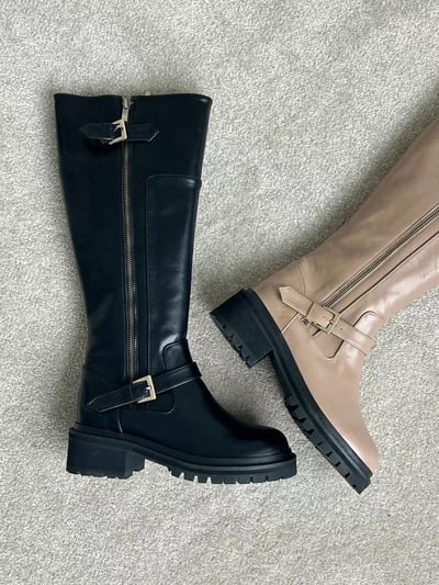 韓國ELF基本款 雙帶低跟膝下長靴7