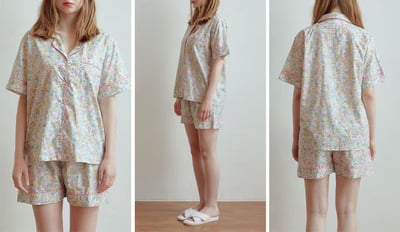 韓國 LUNA 歐風小清新碎花兩件式短褲睡衣11