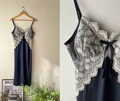 韓國 LUNA 法式浪漫清透蕾絲長裙洋裝睡衣9