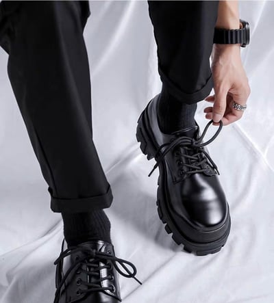 韓國 AL | 全素弧線包邊鋸齒增高皮鞋5