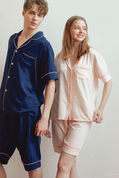 韓國 LUNA 法式極簡休閒男女情侶睡衣1
