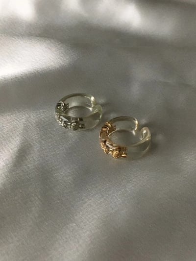 韓國NYU  法式透明果凍晶花標本戒指1