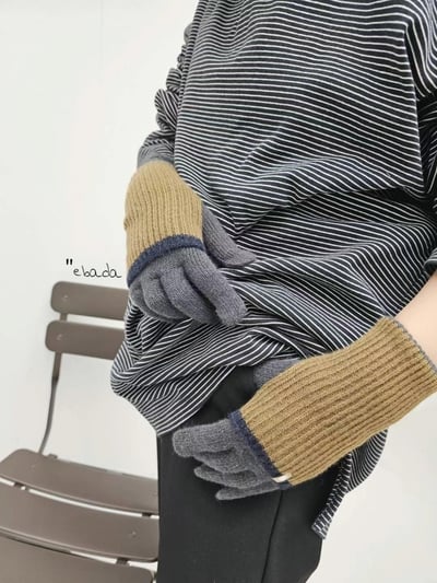 正韓EBA拚色長版百搭手套6