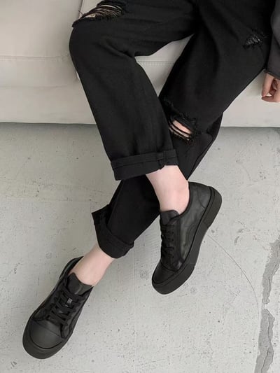 韓國 NAA 真皮仿舊髒髒帆布休閒女鞋6