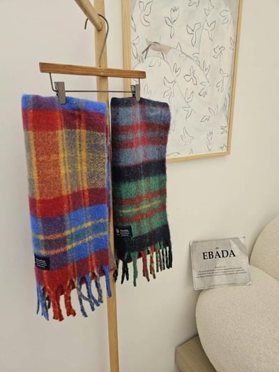 正韓EBA彩虹格子針織圍巾 ( 20%羊毛)17