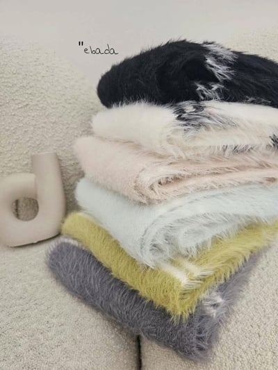 正韓EBA條紋絨毛針織圍巾6