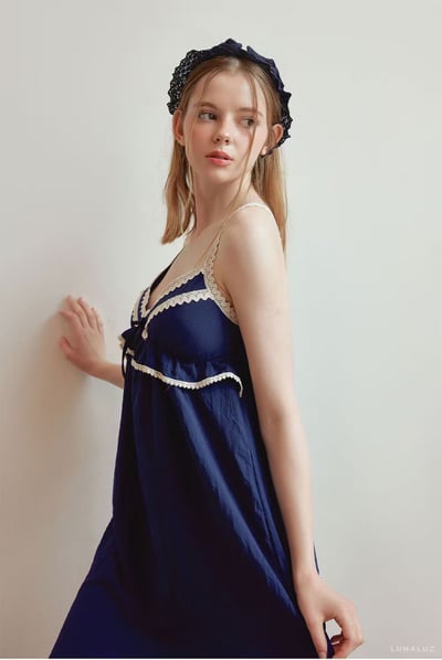 韓國 LUNA 歐風蕾絲海洋魚尾長裙洋裝睡衣3