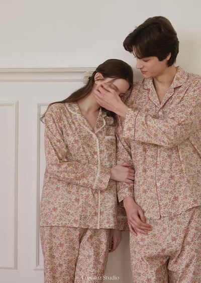 韓國 LUNA 法式鄉村碎花男生情侶套裝睡衣4