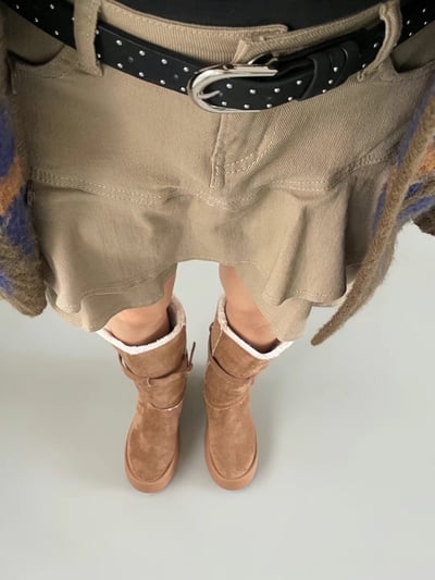 韓國PLA兩穿式下翻長筒絨毛雪靴7