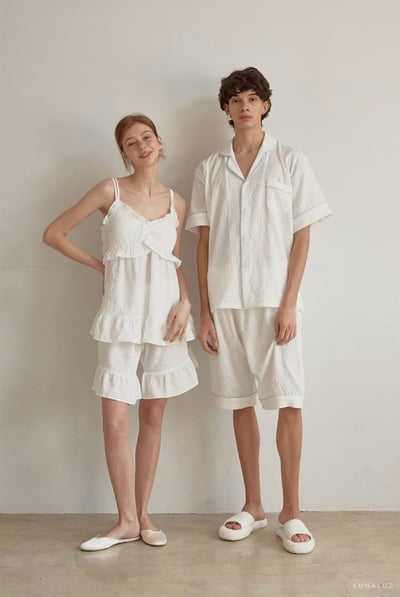 韓國 LUNA 法式壓花浪漫風情男女情侶套裝睡衣7