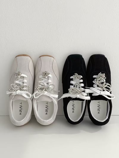 韓國 NAA 真皮蝴蝶結株株平底休閒運動女鞋1