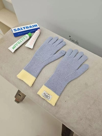 正韓糖果拼色標籤手套(現貨)10