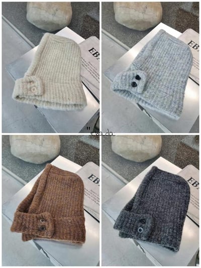 正韓EBA純色針織連帽圍巾14