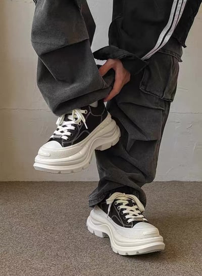 韓國 AL 6.5CM 弧刀熊貓厚底板鞋 (男女)2